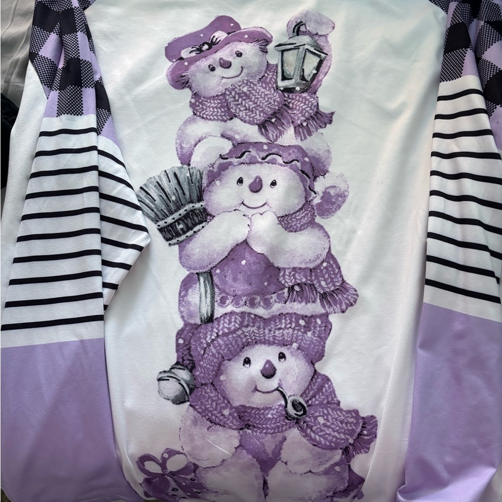Purple Snowman Stack Long Sleeve Top